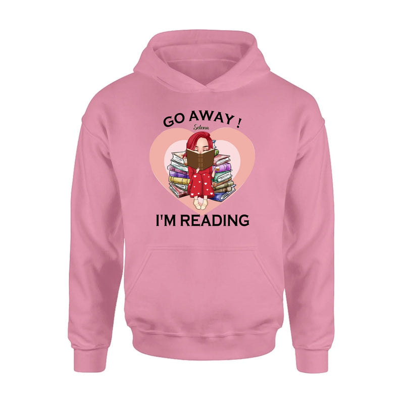 Custom Personalized Reading Girl Shirt/ Pullover Hoodie - Gift Idea For Books Lover - Go Away I'm Reading