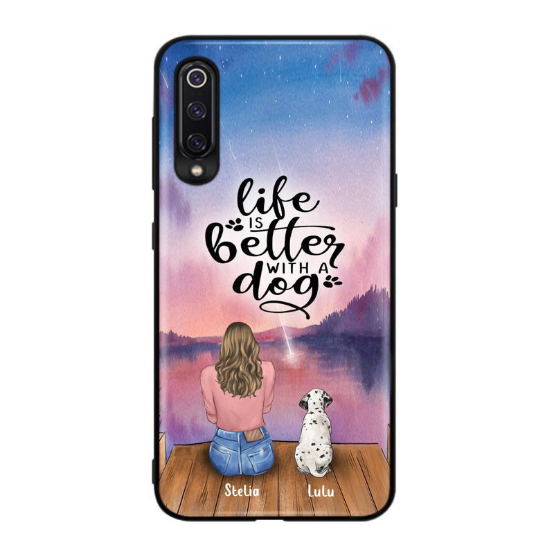 Custom Personalized Dog Mom Phone Case - Gifts For Dog Lovers With Upto 4 Dogs - Life Is Better With A Dog - Case For iPhone, Samsung And Xiaomi