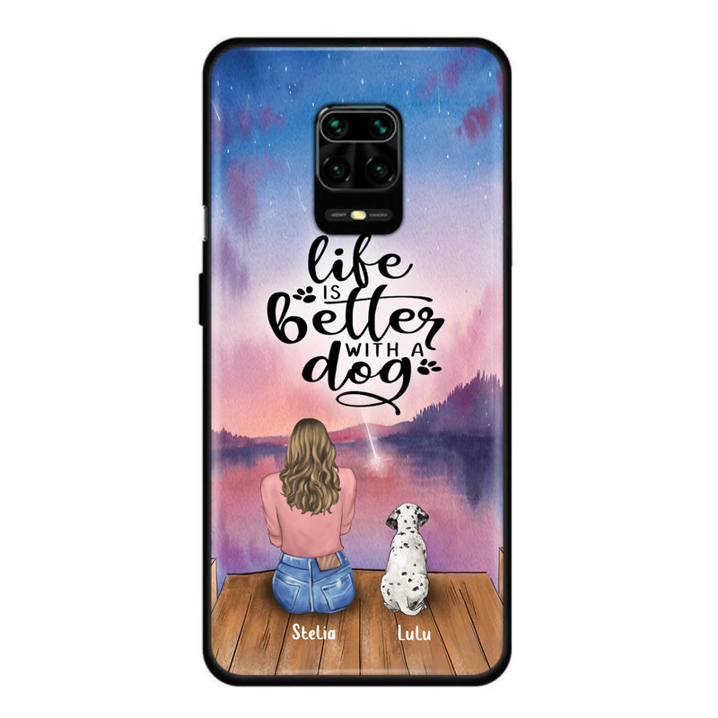 Custom Personalized Dog Mom Phone Case - Gifts For Dog Lovers With Upto 4 Dogs - Life Is Better With A Dog - Case For iPhone, Samsung And Xiaomi