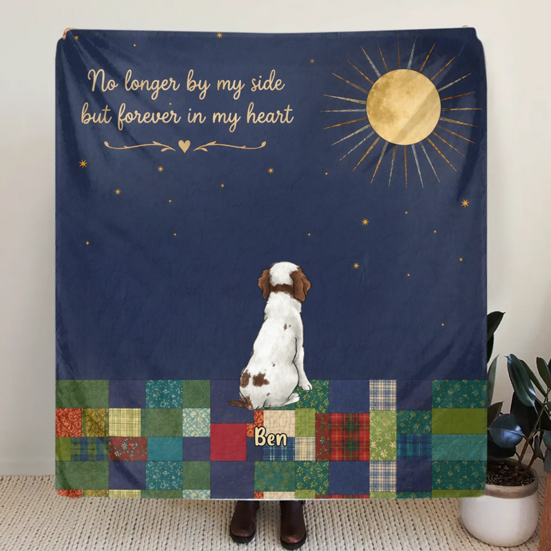 Personalized Memorial Pet Quilt/Fleece Throw Blanket - Memorial Gift Idea For Pet Lover - No Longer By My Side But Forever In My Heart