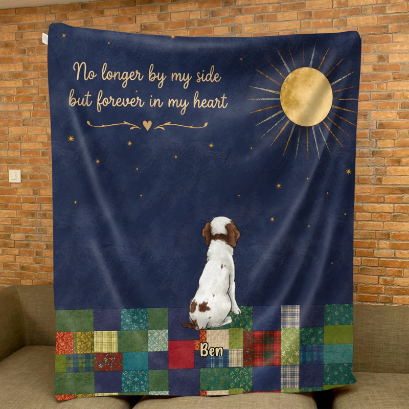 Personalized Memorial Pet Quilt/Fleece Throw Blanket - Memorial Gift Idea For Pet Lover - No Longer By My Side But Forever In My Heart