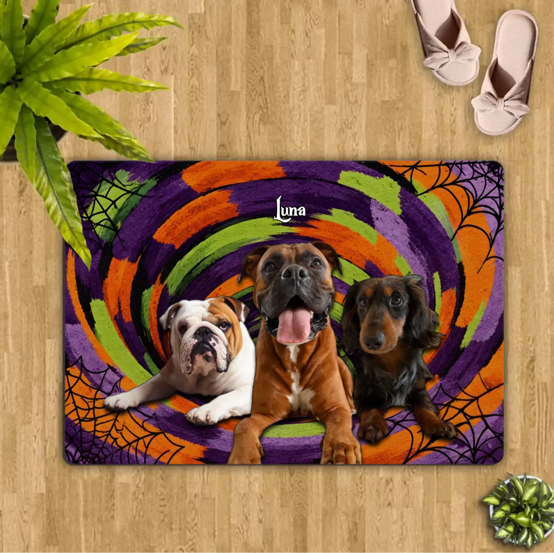 Custom Personalized Spooky Pet Doormat - Halloween Gift Idea For Pet Lover - Upload Photo - Up to 5 Pets