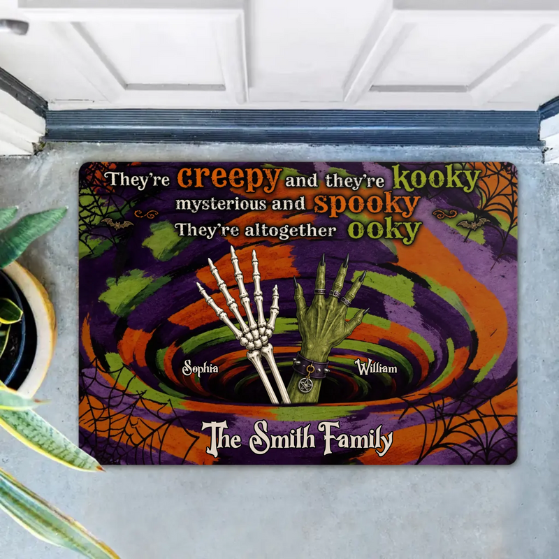 Personalized Hand Family Doormat – Halloween Gift Idea - They're Creepy And Kooky Mysterious