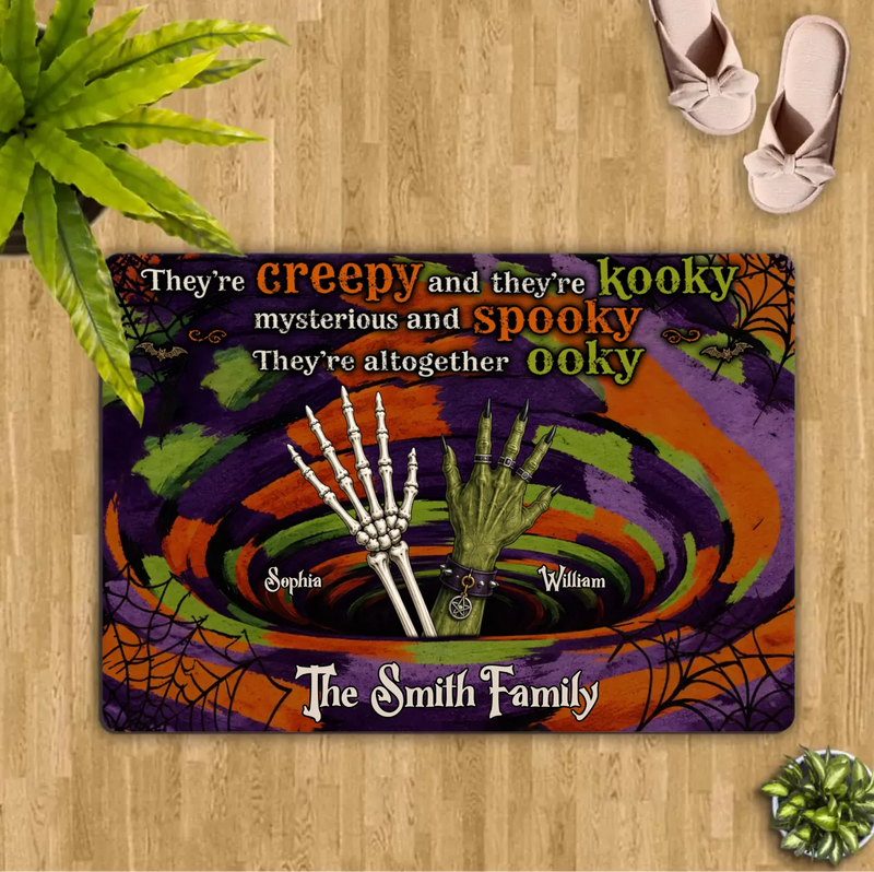 Personalized Hand Family Doormat – Halloween Gift Idea - They're Creepy And Kooky Mysterious