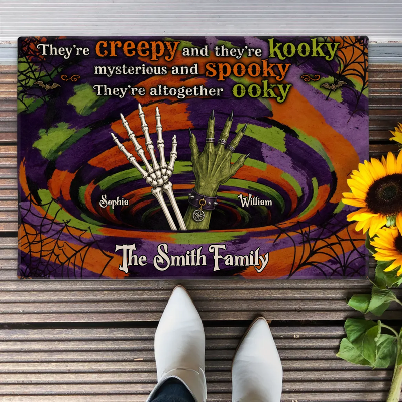 Personalized Hand Family Doormat – Halloween Gift Idea - They're Creepy And Kooky Mysterious