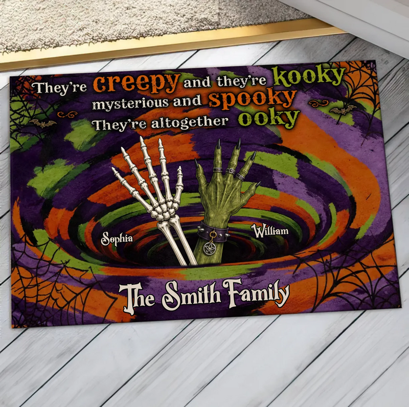 Personalized Hand Family Doormat – Halloween Gift Idea - They're Creepy And Kooky Mysterious