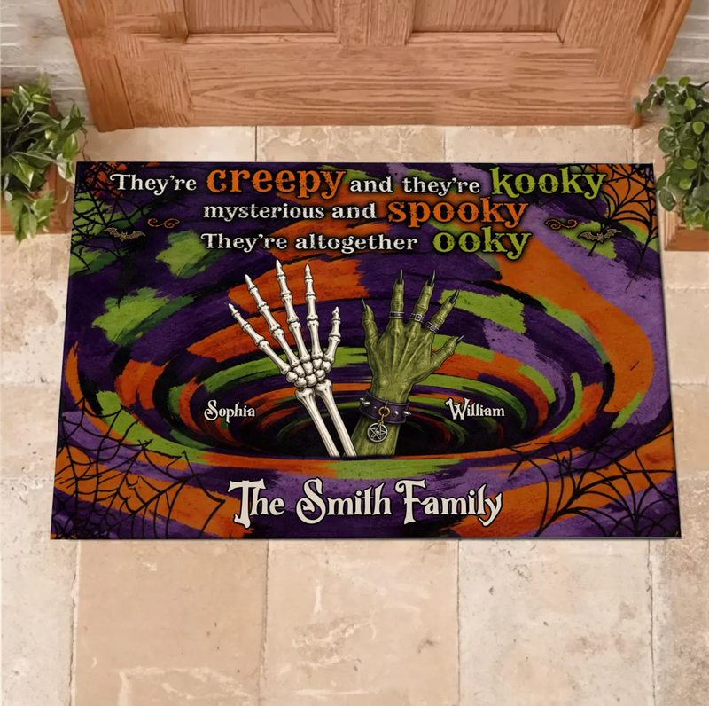 Personalized Hand Family Doormat – Halloween Gift Idea - They're Creepy And Kooky Mysterious