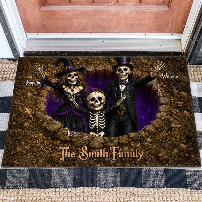 Personalized Skull Family Doormat – Halloween Gift Idea - Up to 9 People