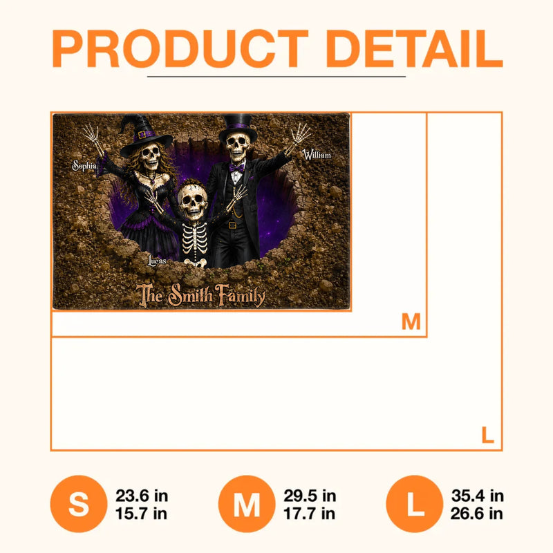 Personalized Skull Family Doormat – Halloween Gift Idea - Up to 9 People