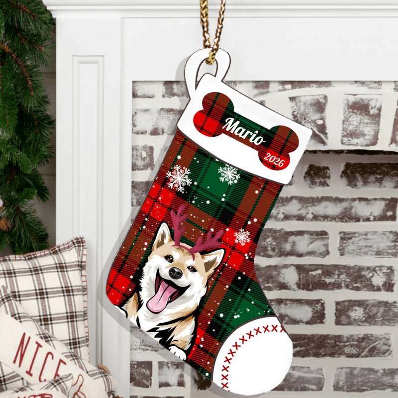Custom Personalized Dog Sock Ornament - Christmas Gift For Dog Lover - 2026