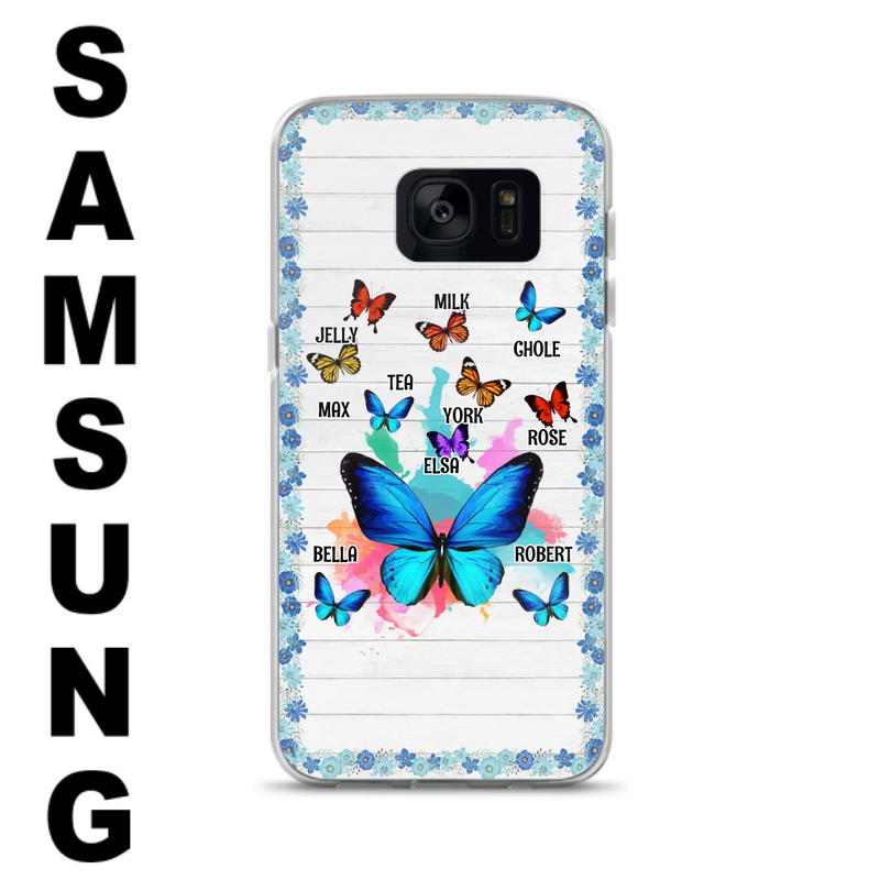 Custom Personalized Butterfly Grandma iPhone/ Samsung Phone Case - Up to 10 Kid's Name - Mother's Day Gift Idea For Grandma