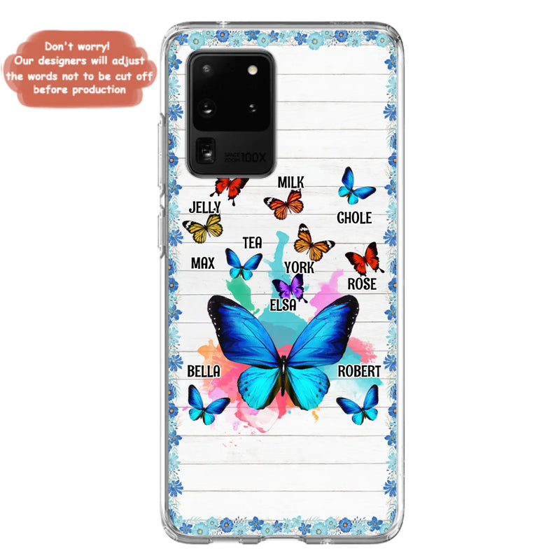 Custom Personalized Butterfly Grandma iPhone/ Samsung Phone Case - Up to 10 Kid's Name - Mother's Day Gift Idea For Grandma