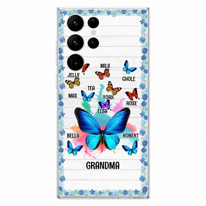 Custom Personalized Butterfly Grandma iPhone/ Samsung Phone Case - Up to 10 Kid's Name - Mother's Day Gift Idea For Grandma