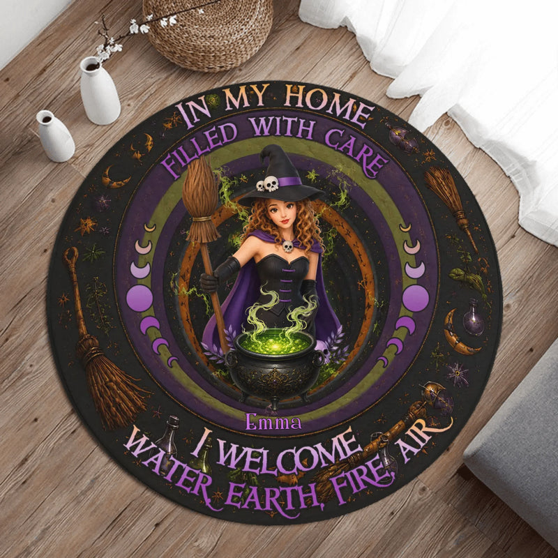 Personalized Witch Round Rug - Upload Photo - Spooky Witchy Home Decor - Halloween Gift - Check Ya Energy