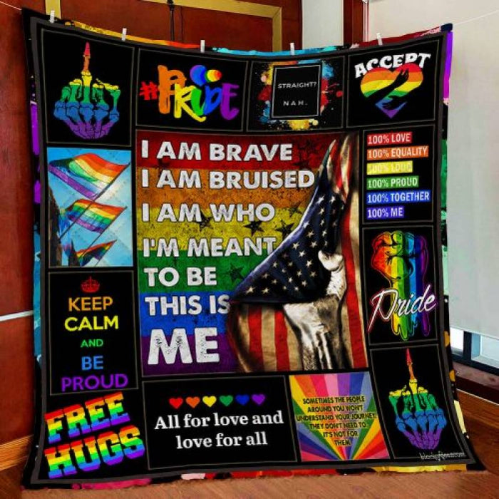 I Am Who I’m Meant To Be LGBT Quilt Blanket Same Sex Pride Quilt Blanket