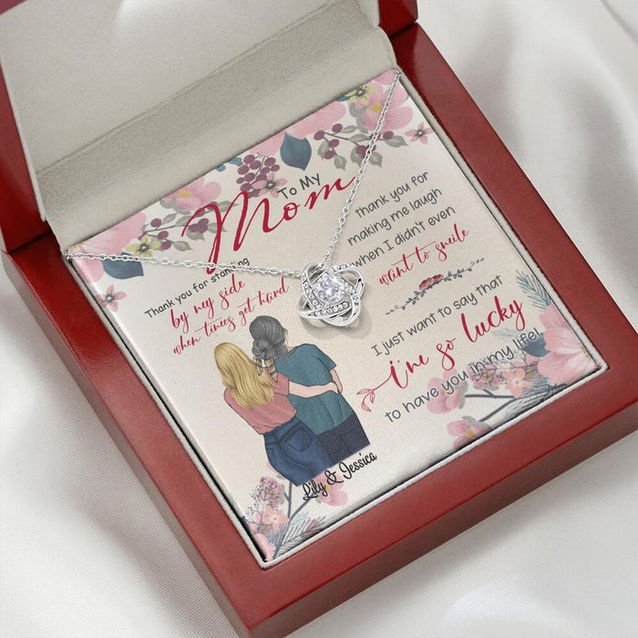 Custom Personalized Message Card Love Knot Necklace Jewelry - Best Gift For Mother's Day -Thank you for standing by my side - IWJMRF