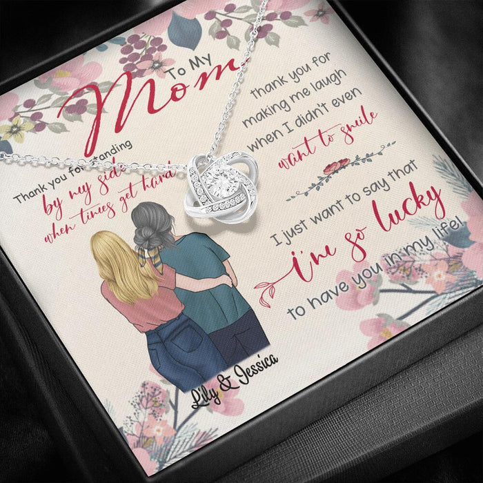 Custom Personalized Message Card Love Knot Necklace Jewelry - Best Gift For Mother's Day -Thank you for standing by my side - IWJMRF