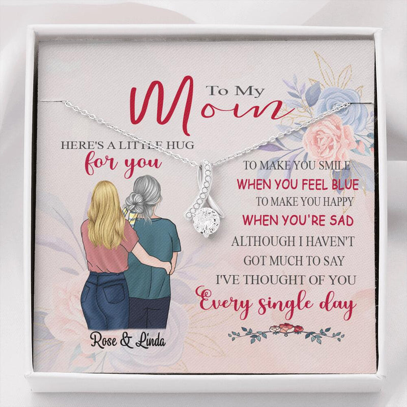Personalized Message Card Alluring Beauty Necklace Jewelry - Best Gift For Mother's Day - Here's A Little Hug For You IWJMRF
