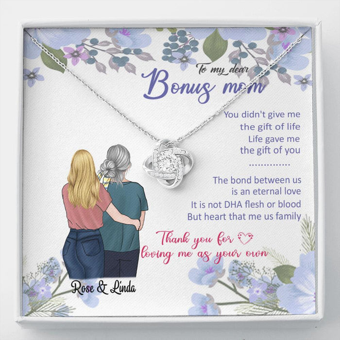 Custom Personalized Message Card Love Knot Necklace Jewelry - Best Gift For Mother's Day-To My Bonus Mom