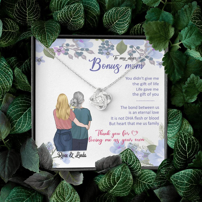 Custom Personalized Message Card Love Knot Necklace Jewelry - Best Gift For Mother's Day-To My Bonus Mom