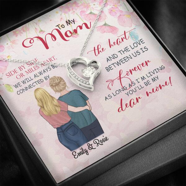 Custom Personalized Message Card Forever Love Necklace Jewelry - Best Gift For Mother's Day - We will always be connected by the heart - IWJMRF