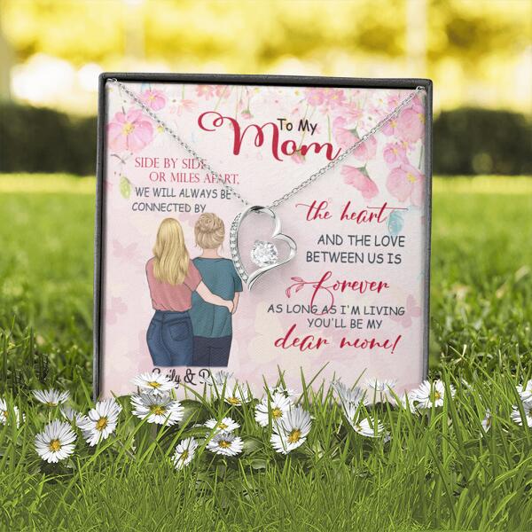 Custom Personalized Message Card Forever Love Necklace Jewelry - Best Gift For Mother's Day - We will always be connected by the heart - IWJMRF