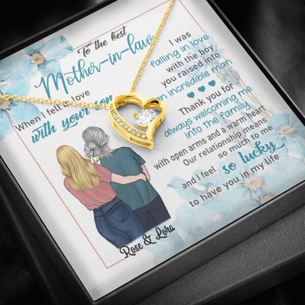 Custom Personalized Message Card Gold Forever Love Necklace Jewelry - Best Gift For Mother's Day - To The Best Mother-in-law - IWJMRF