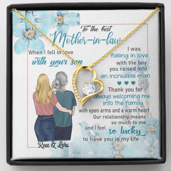 Custom Personalized Message Card Gold Forever Love Necklace Jewelry - Best Gift For Mother's Day - To The Best Mother-in-law - IWJMRF