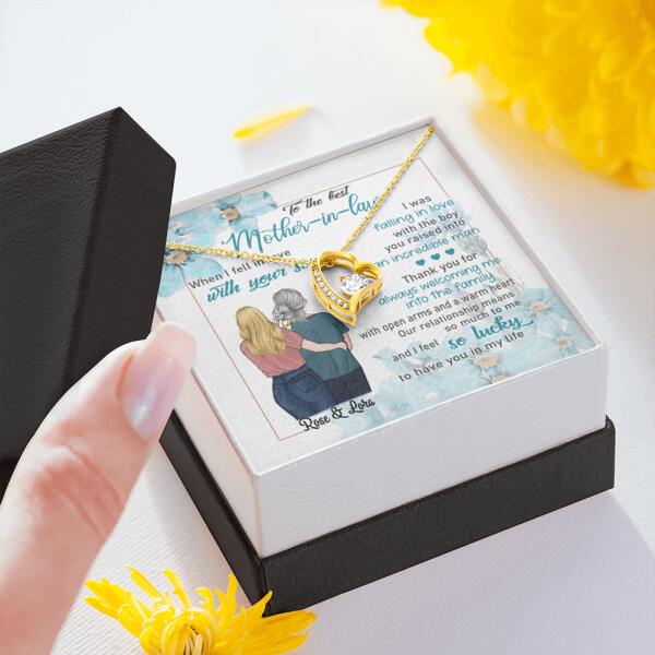 Personalized Message Card Gold Forever Love Necklace Jewelry - Best Gift For Mother's Day - To The Best Mother-in-law - IWJMRF