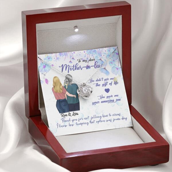 Custom Personalized Message Card Love Knot Necklace Jewelry - Best Gift For Mother's Day-To My Mother-in-law
