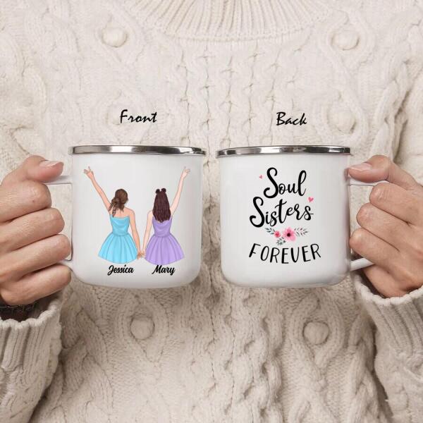 Custom Personalized Friends Enamel Mug - Gift Idea For Best Friends - We Are More Than Best Friends