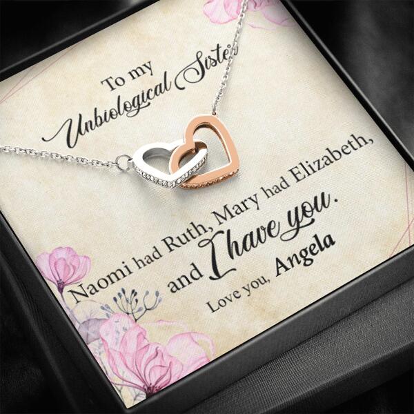 Custom Personalized Interlocking Heart Necklace - Gift Idea For Best Friend - To My Unbiological Sister
