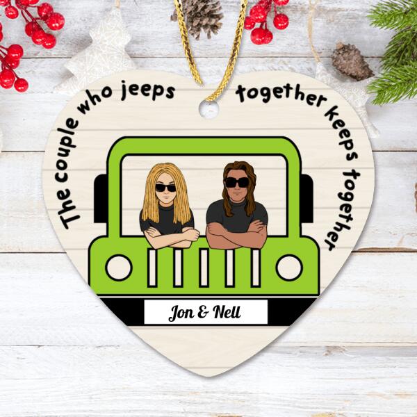 Custom Personalized Off-road Couple Heart Ornament - Gift For Christmas, Off-road Lovers