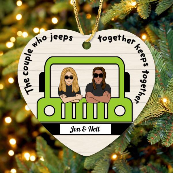 Custom Personalized Off-road Couple Heart Ornament - Gift For Christmas, Off-road Lovers