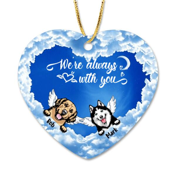 Custom Personalized Cloud Dog Memorial Heart Ornament - Gift For Christmas, Dog Lovers - We're Always With You