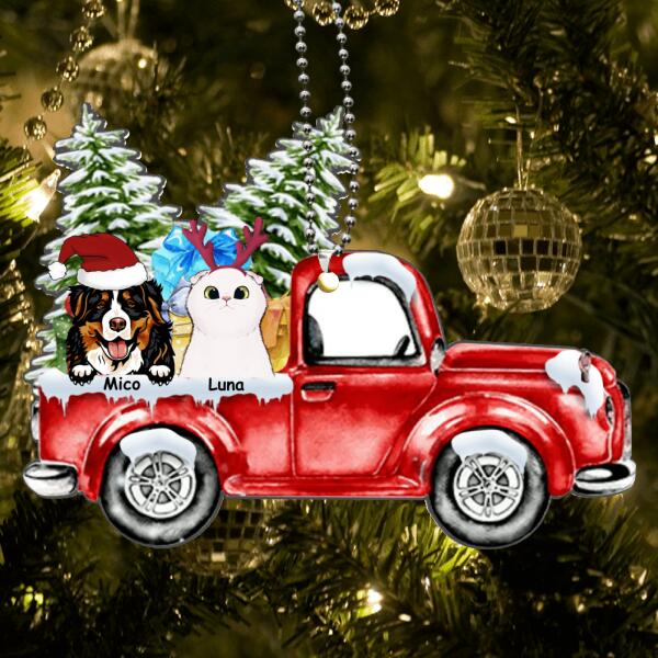 Custom Personalized Pet On Truck Ornament - Best Gift For Dog Lover/Cat Lover