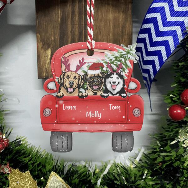 Custom Personalized Pet Truck Ornament - Upto 3 Pets - Best Gift For Dog/Cat Lover