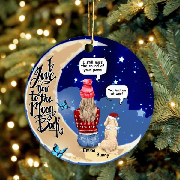 Personalized Memorial Dog Ornament - Memorial Gift For Dog Lover - I Love You To The Moon And Back