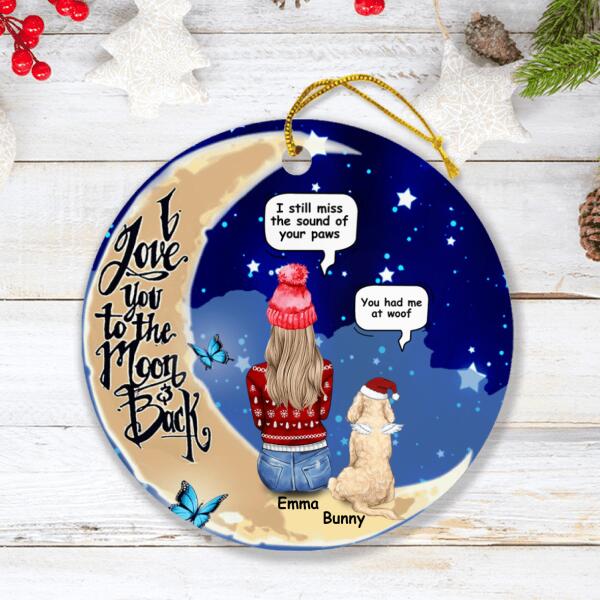 Custom Personalized Memorial Dog Ornament - Memorial Gift For Dog Lover - I Love You To The Moon And Back