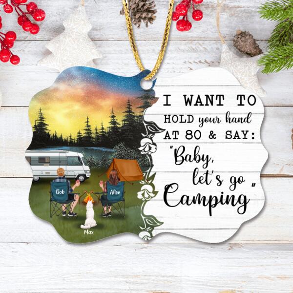 Custom Personalized Camping Rectangle Ornament - Gift For Camping Lovers - Couple with up to 4 Pets - I Want To Hold Your Hand