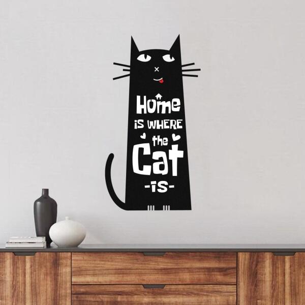 Custom Personalized Cat Lovers Metal Monogram Sign - Gift Idea For Cat Lover - Home Is Where The Cat Is