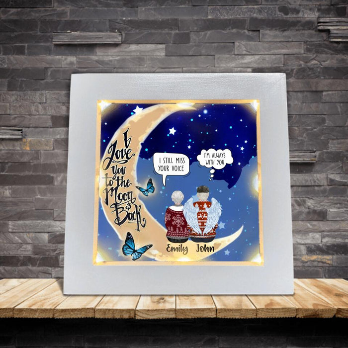 Custom Personalize Old Couple Moon Memorial Frame With Led - Memorial Gift Idea For Old Couple - I Love You To The Moon And Back