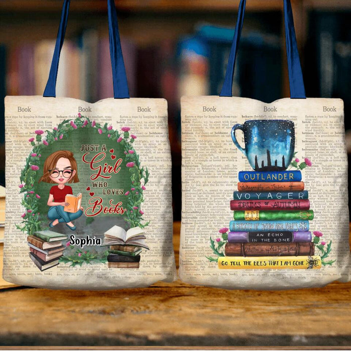 Custom Personalized Book Girl Canvas Bag  - Gift For Book Lovers - Just A Girl Who Loves Books