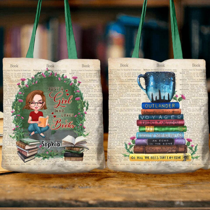 Custom Personalized Book Girl Canvas Bag  - Gift For Book Lovers - Just A Girl Who Loves Books