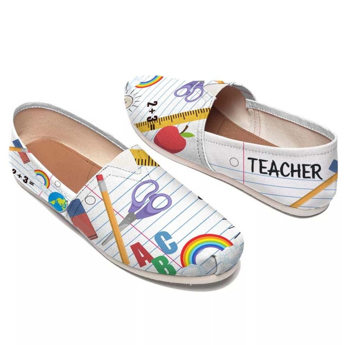 Custom Personalized Teacher Women's Canvas Fisherman Shoes - Best Gift For Teacher