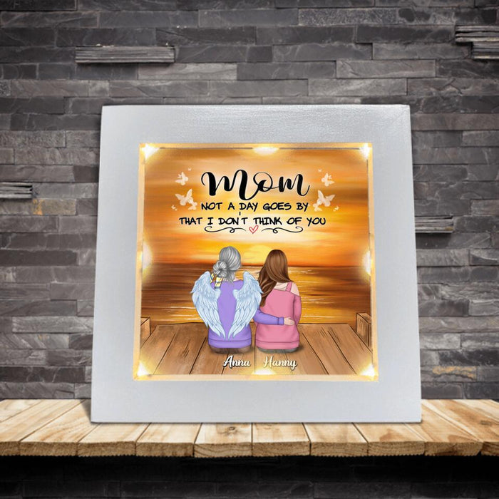 Custom Personalized Memorial Mom/ Dad Frame With Led - Memorial Gift Idea - Not A Day Goes By That I Don't Think Of You