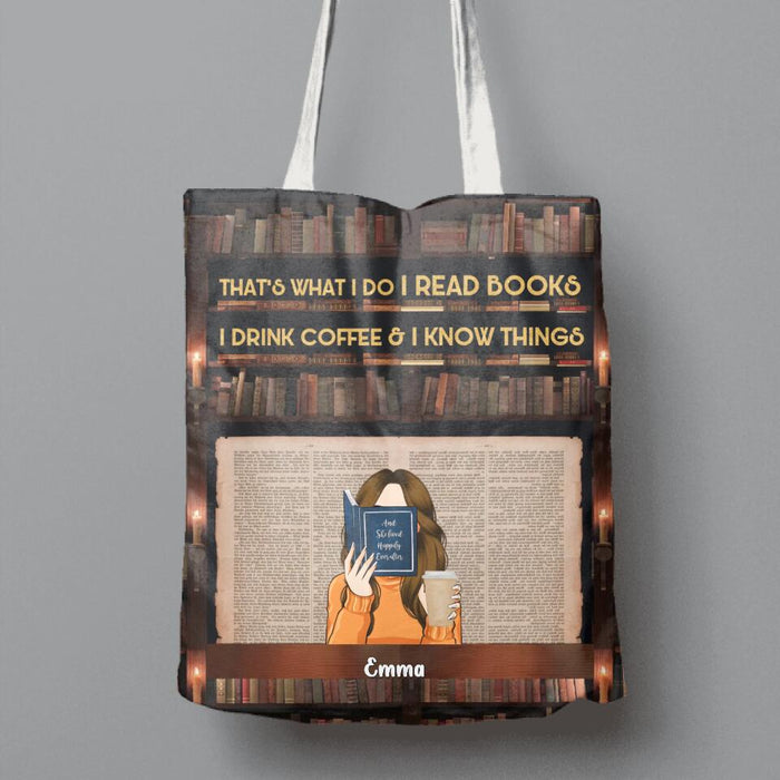 Custom Personalized Reading Girl Canvas Bag - Gift Idea For Reading/ Cat/ Dog Lover With Up to 5 Pets - Just A Girl Who Loves Books And Dogs