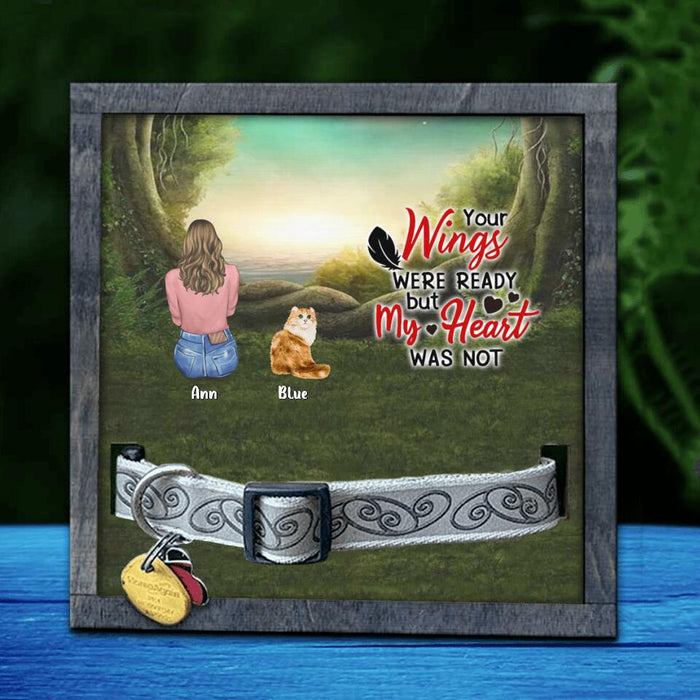 Custom Personalized Mom & Pet Loss Frame - Gift For Couple/ Pet Lovers with up to 4 Pets - Your Wings Were Ready But My Heart Was Not