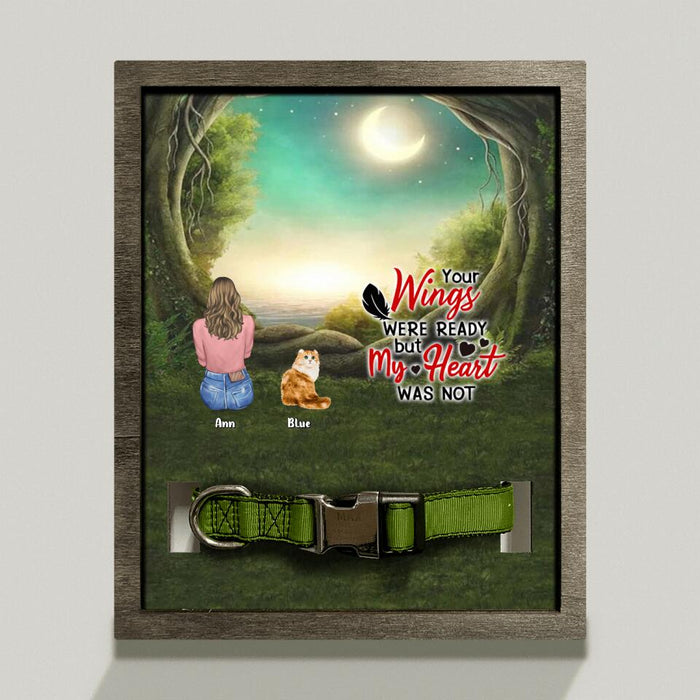 Custom Personalized Mom & Pet Loss Frame - Gift For Couple/ Pet Lovers with up to 4 Pets - Your Wings Were Ready But My Heart Was Not