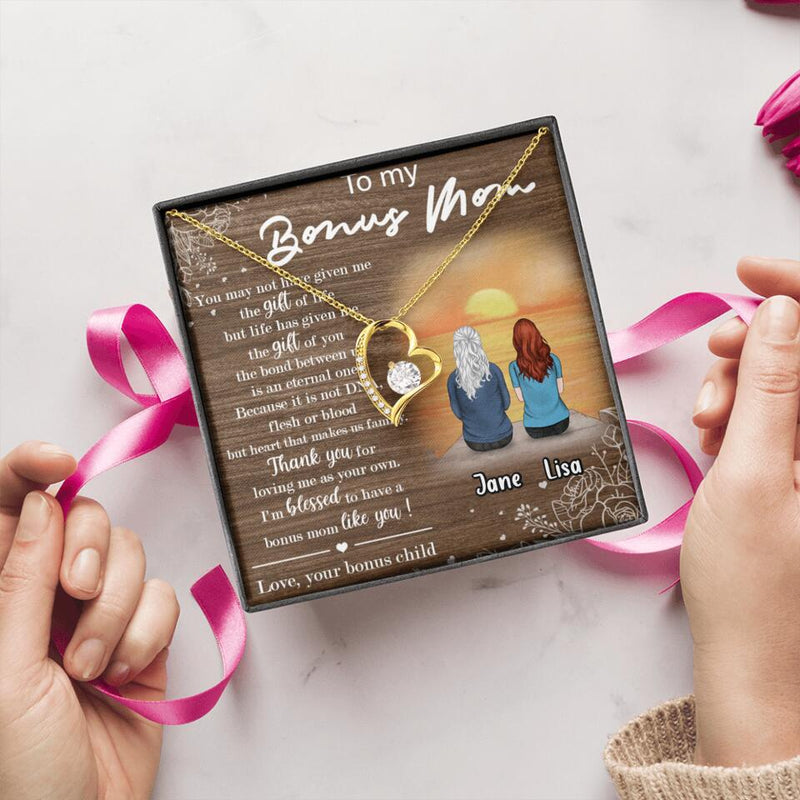 Personalized Bonus Mom Necklace - Up to 5 People - Mother's Day Gift For Mom - To My Bonus Mom